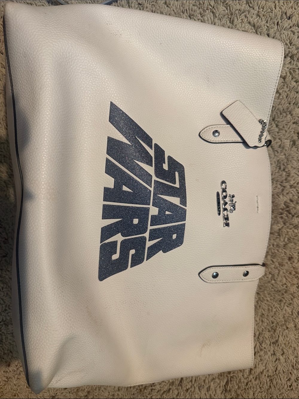 Coach White Star Wars Pebbled Leather Tote